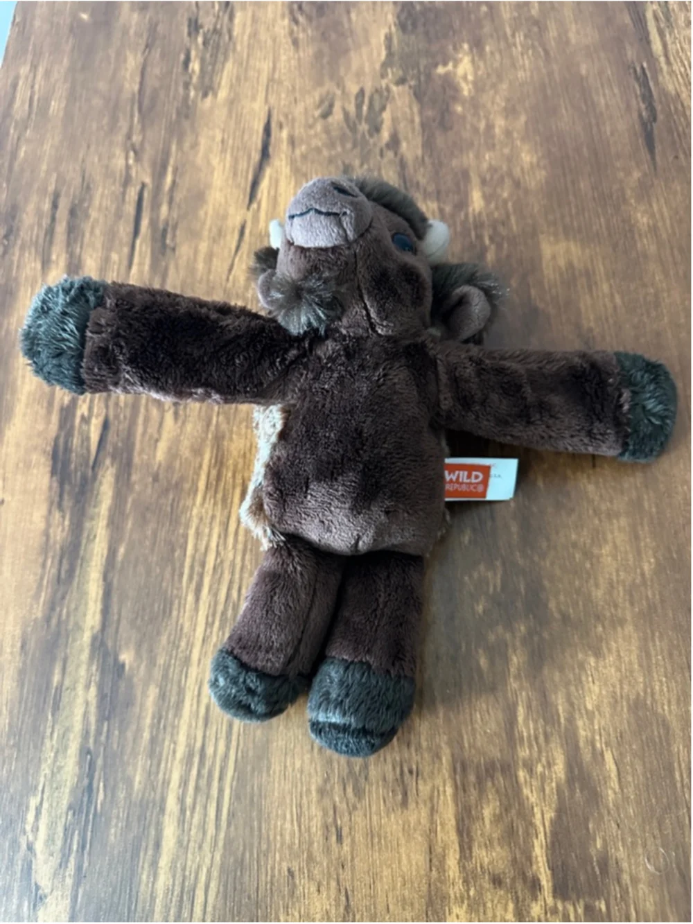 Wild Republic Bison Slap Bracelet Plush Buffalo Stuffed Animal Brown